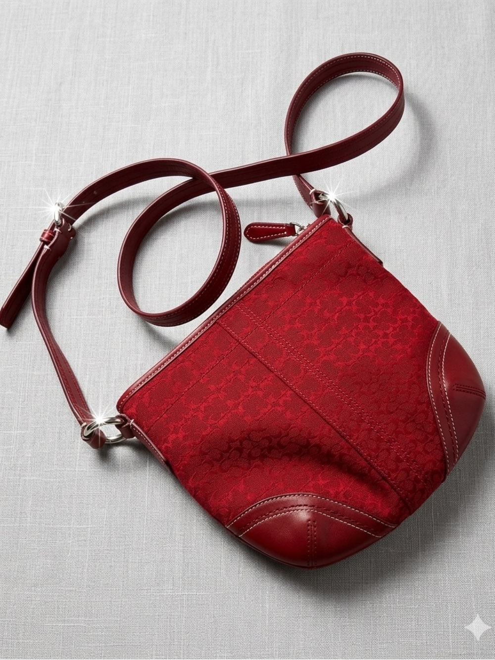 vintage Y2K Coach Soho Cherry Red Signature Canvas and Leather crossbody bag